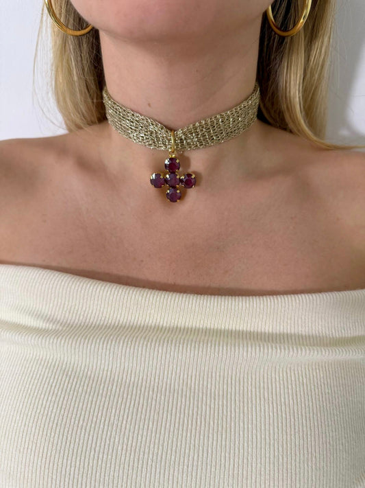 Chocker Cruz Burdeos