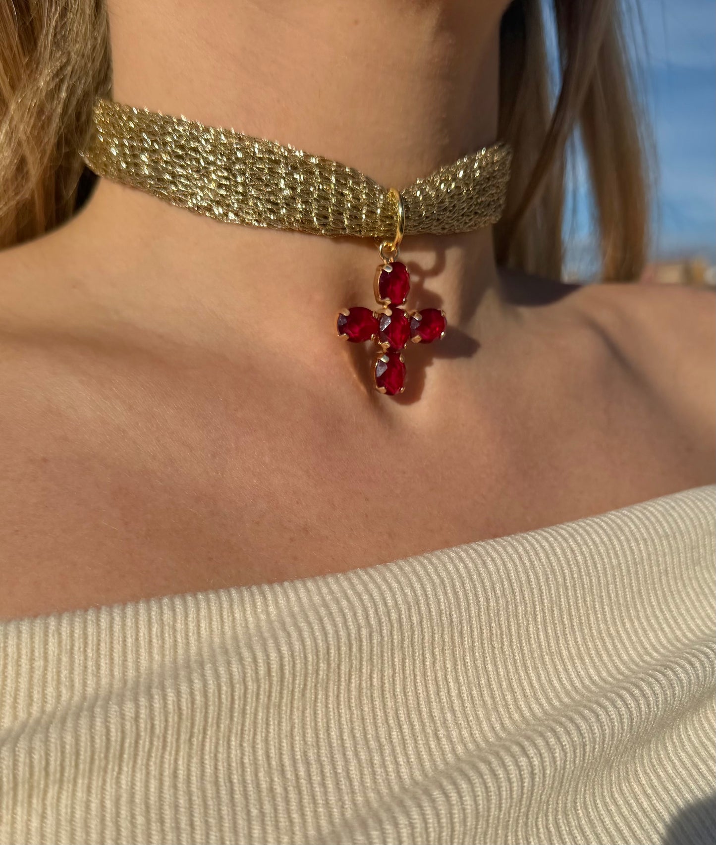 Chocker Cruz Burdeos