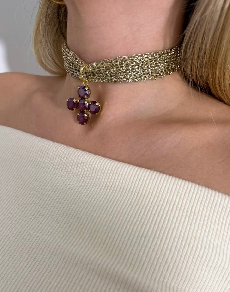 Chocker Cruz Burdeos